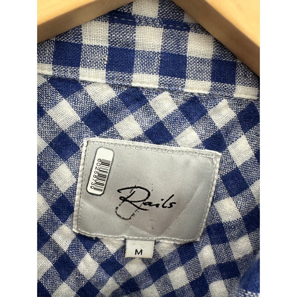 Rails Blue Linen Check Gingham Button Down Tie Fr… - image 4